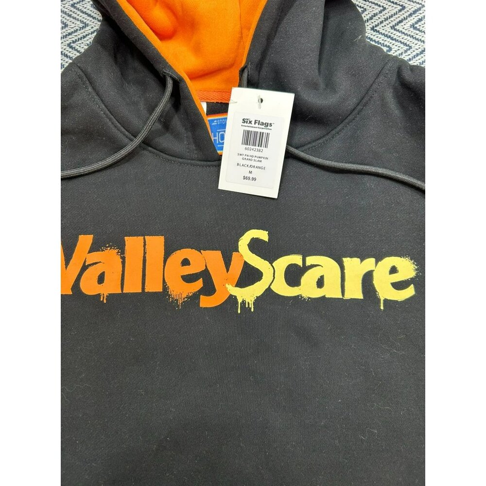 Six Flags ValleyScare Halloween Black & Orange Hoodie With Pumpkin Graphics - Picture 3 of 5